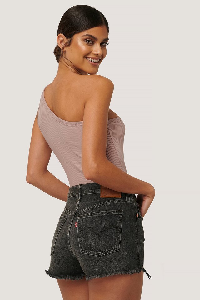 501 High Rise Shorts Black For Womens - Back View - AceCart