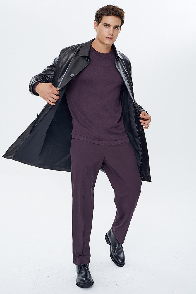Ace Black Bruyne Men’s Genuine Leather Coat Black