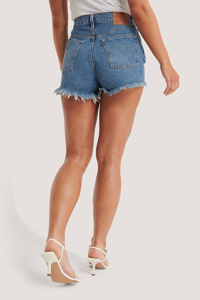 503 High Rise Shorts Blue For Womens - Back View - AceCart
