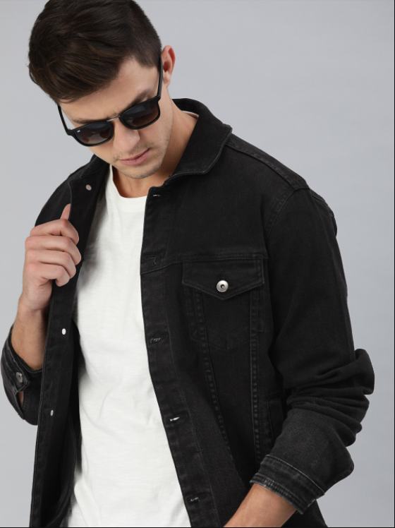 Black Men's Trucker Denim Jacket