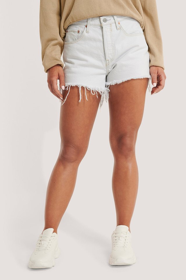 501 High Rise Shorts Trace Indigo White For Womens - Right Side View - AceCart
