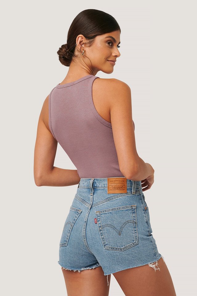 Ribcage Shorts Blue For Womens - Left Side View - AceCart