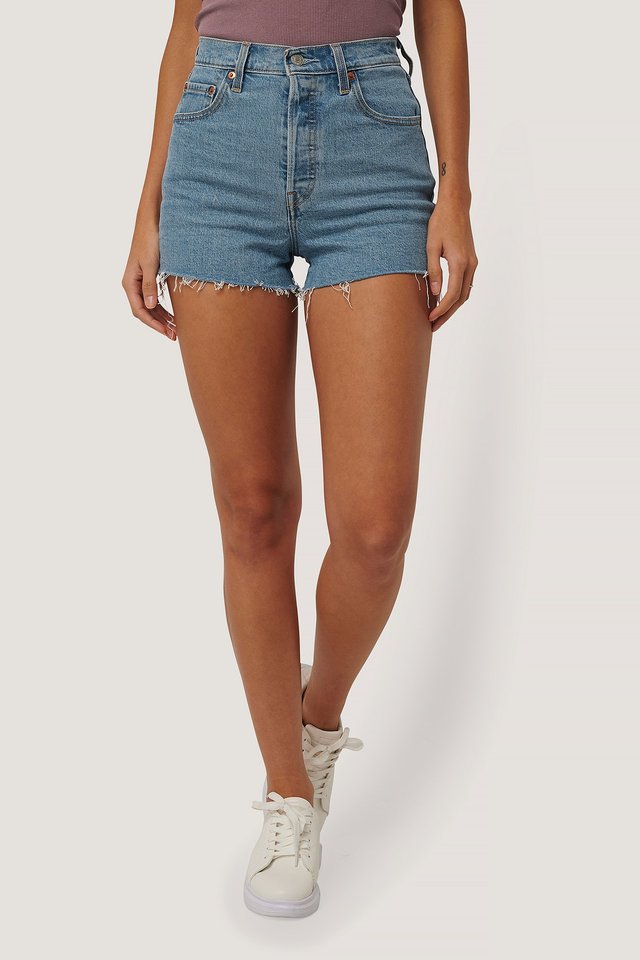 Ribcage Shorts Blue For Womens - Right Side View - AceCart