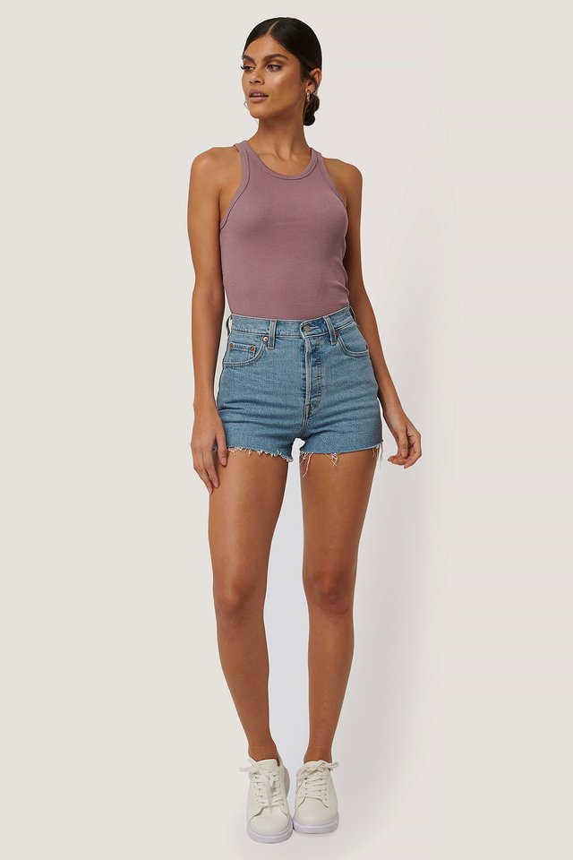 Ribcage Shorts Blue For Womens - Side View - AceCart