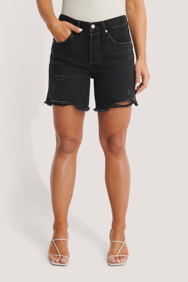501 Mid Thigh Short Black For Womens - Right Side View - AceCart