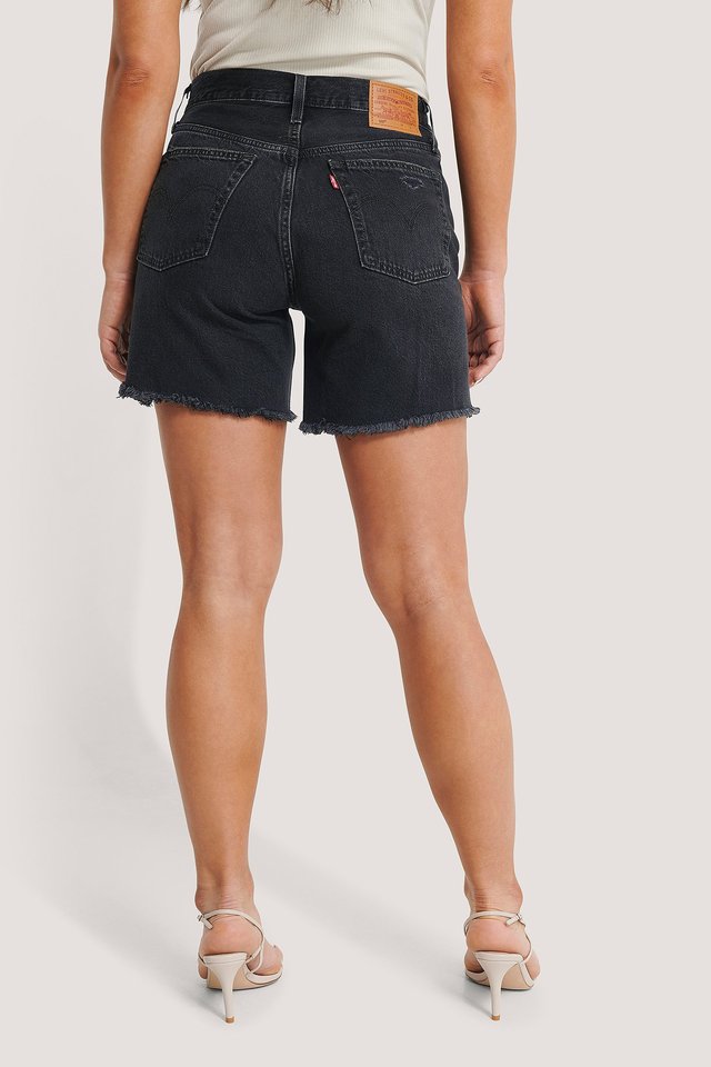 501 Mid Thigh Short Black For Womens - Left Side View - AceCart