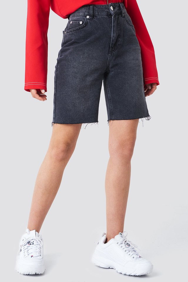 Raw Hem Bermuda Shorts DS3 Blue For Womens - Side View - AceCart