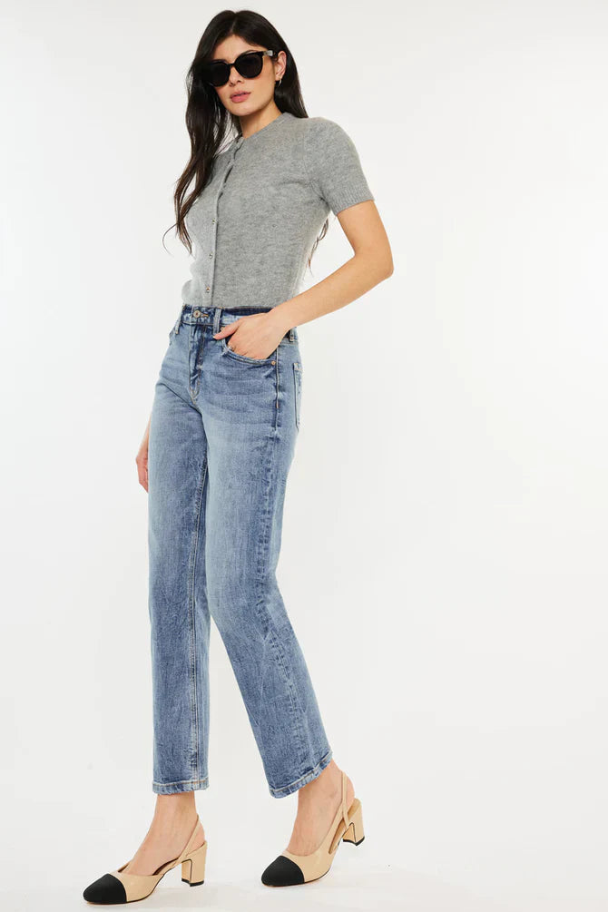 Trendy High Rise Slim Straight Leg Jeans