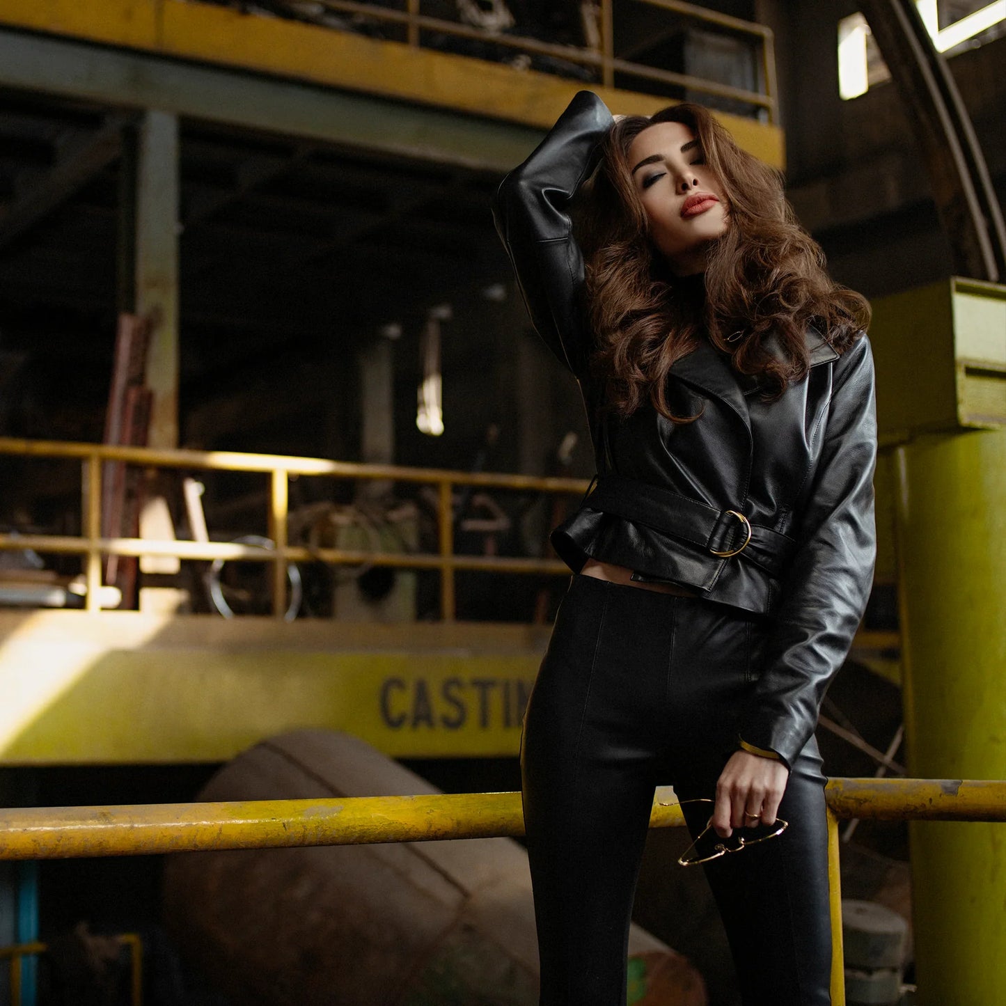 Crop Leather Biker Jacket For Womens