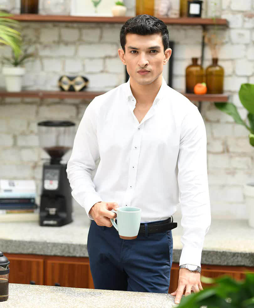 Plain White Mens Cotton Shamery Shirts
