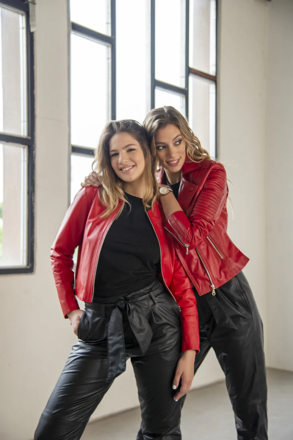 Red Women Biker Gang Leather Jacket (Pack of 3)