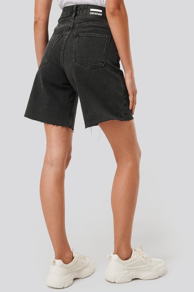 Maja Denim Shorts Best Quality Black For Womens - Back View - AceCart