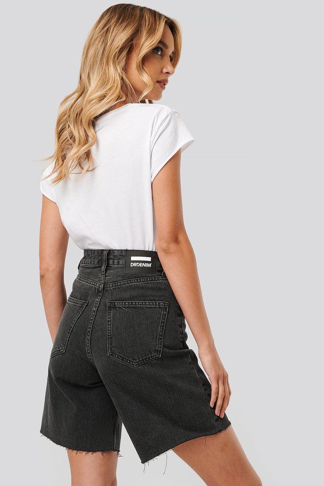 Maja Denim Shorts Best Quality Black For Womens - Left Side View - AceCart