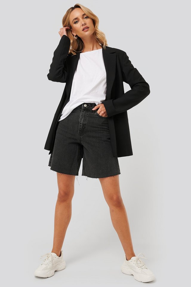 Maja Denim Shorts Best Quality Black For Womens - Side View - AceCart