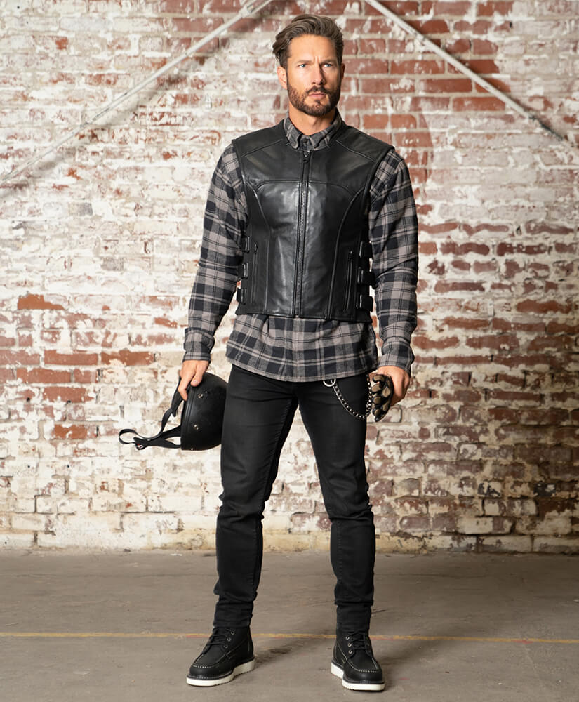 Ace Odin Leather Motorcycle Vest for Men