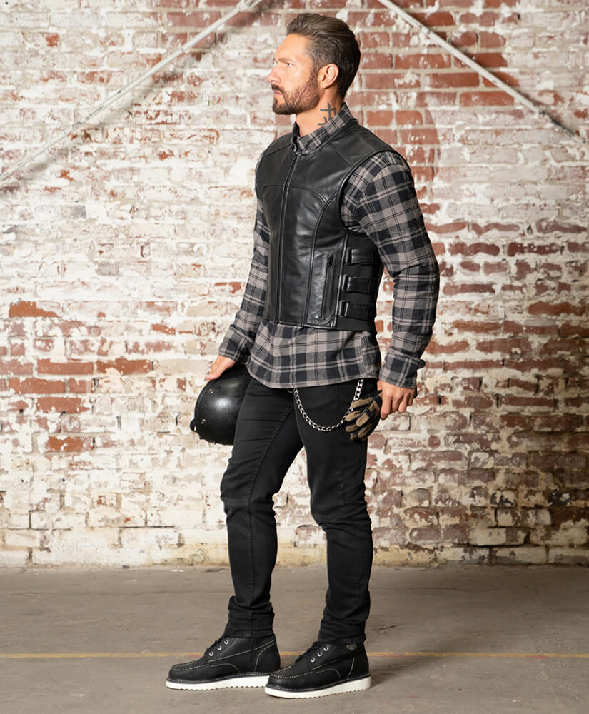 Ace Odin Leather Motorcycle Vest for Men