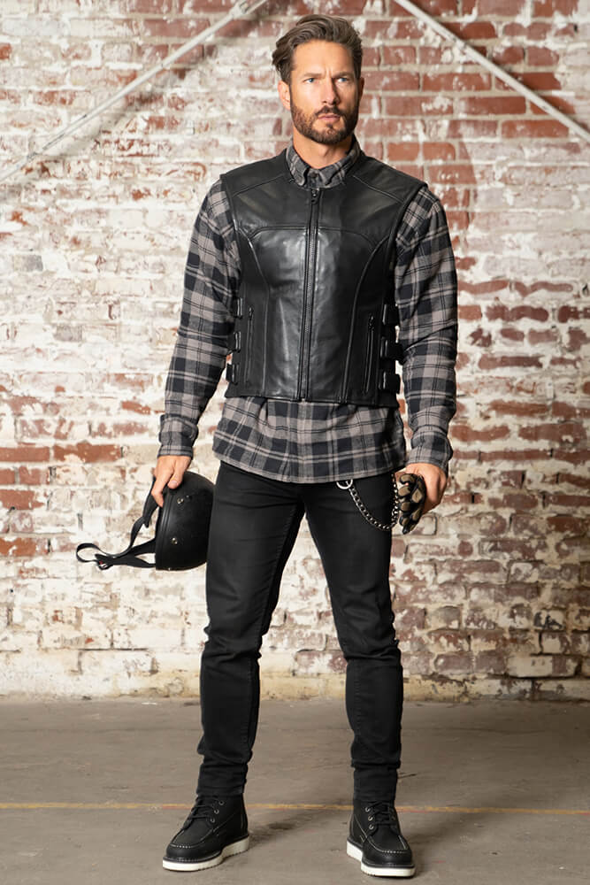 Ace Odin Leather Motorcycle Vest for Men