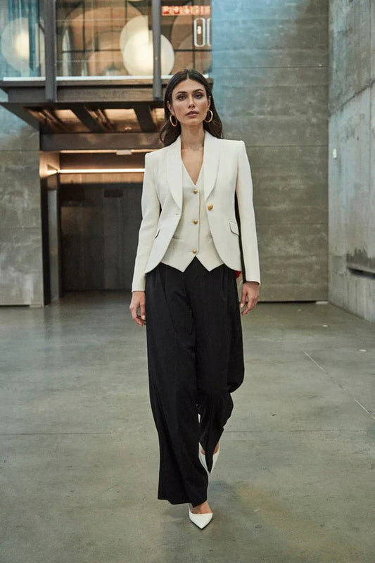 Ace White Blazer with Contrast - Madison