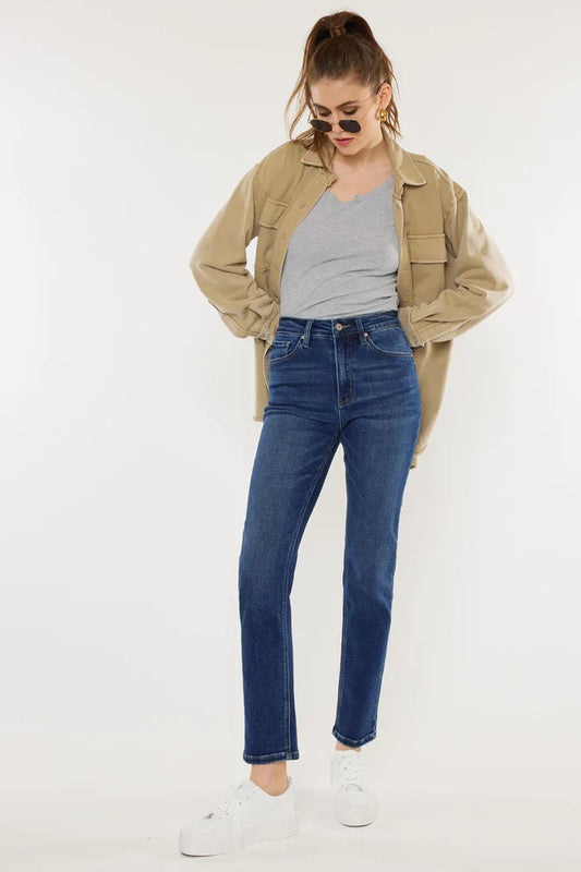 Aline High Rise Slim Straight Leg Jeans - Front View