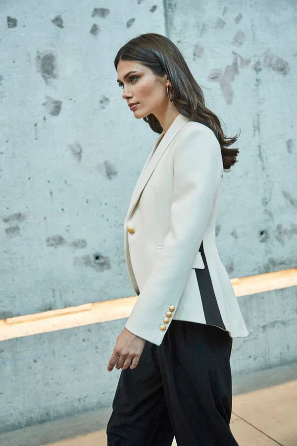 Ace White Blazer with Contrast - Madison