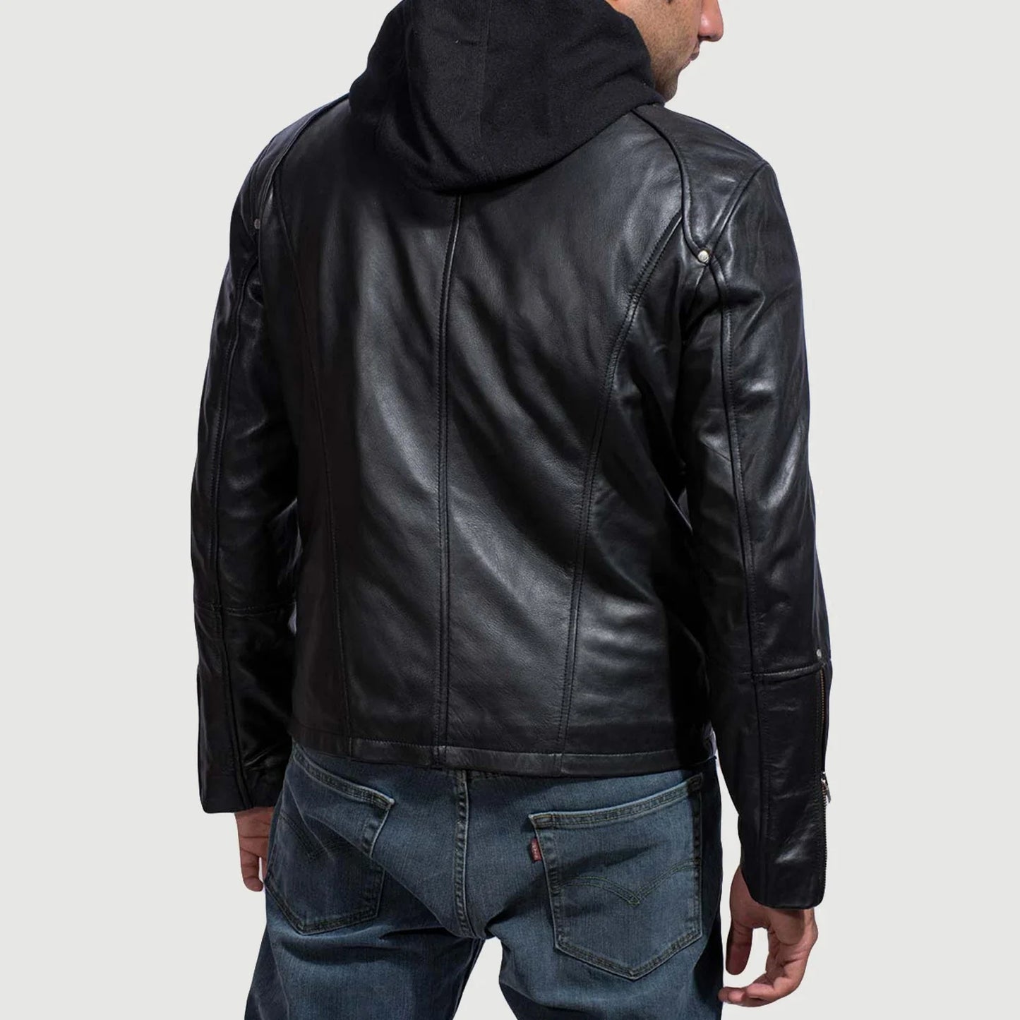 Ace Black Hooded Genuine Leather Jacket