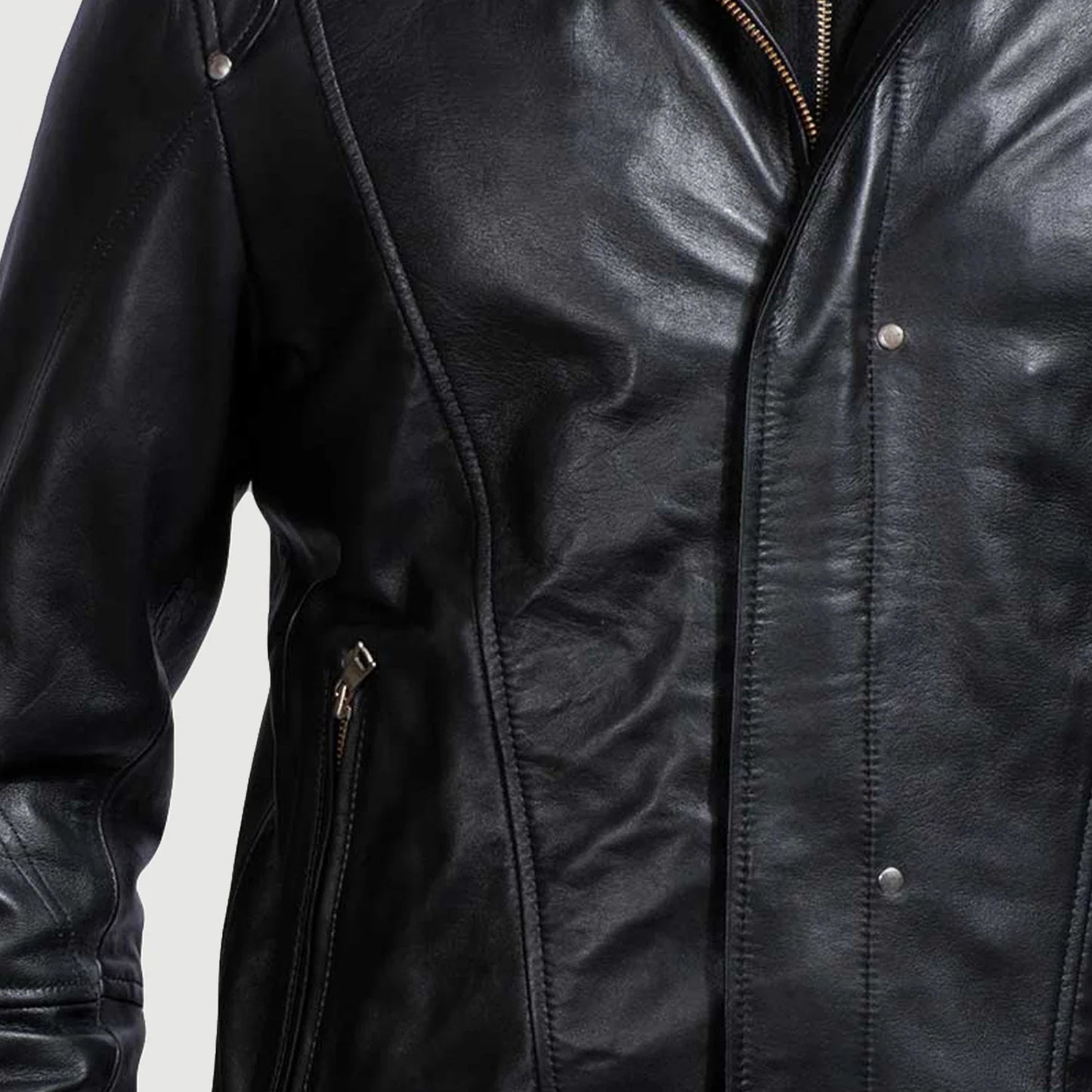 Ace Black Hooded Genuine Leather Jacket
