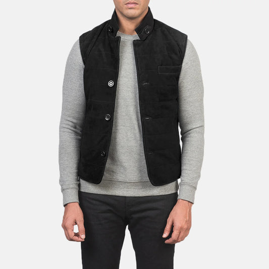 Black Premium Suede Leather Vest