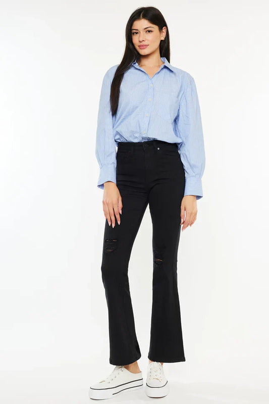 Ace Crystal High Rise Bootcut Jeans (Petite) Black