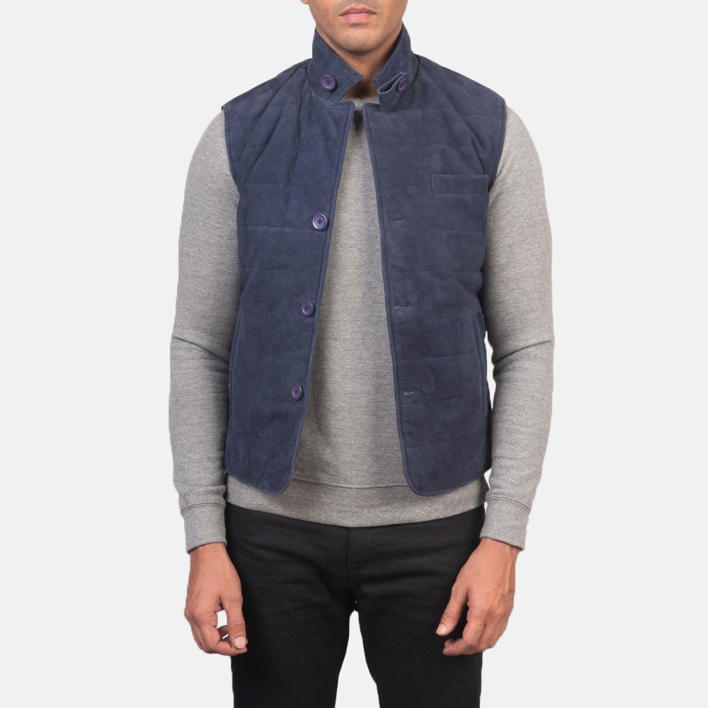 Blue Suede Premium Leather Vest