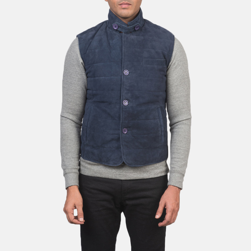Blue Suede Premium Leather Vest