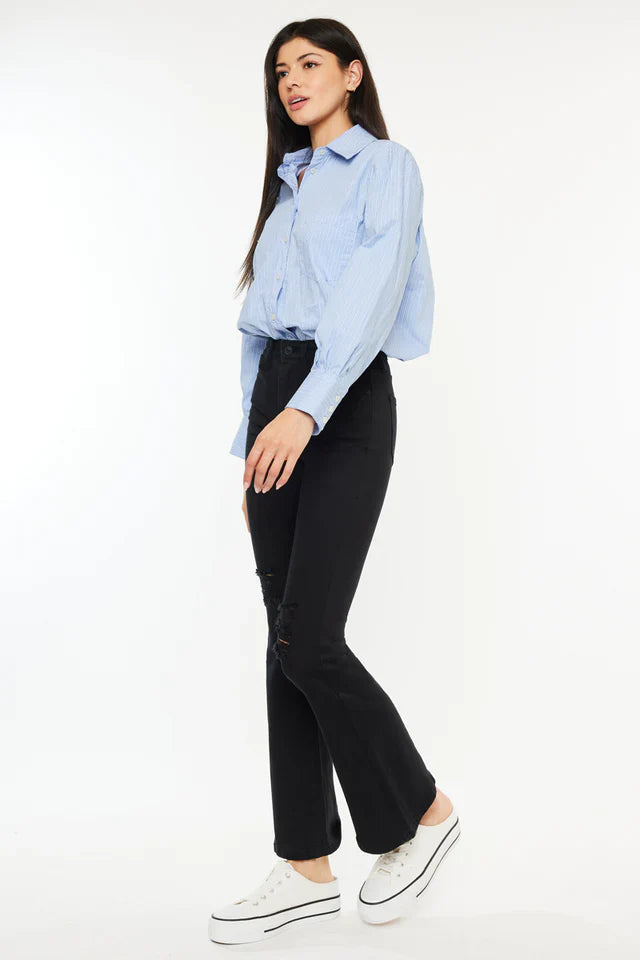 Ace Crystal High Rise Bootcut Jeans (Petite) Black