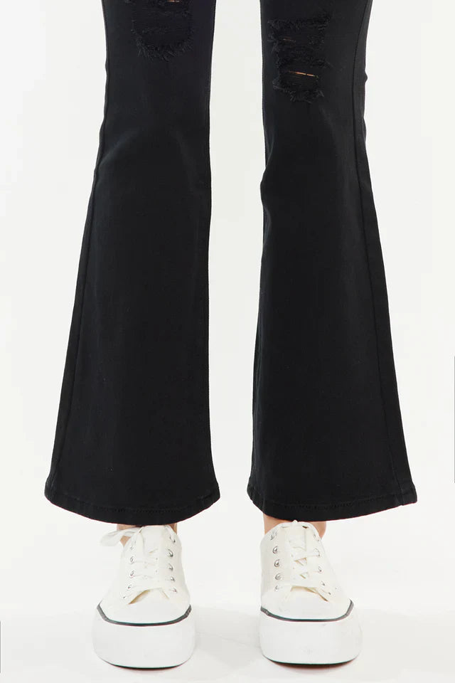 Ace Crystal High Rise Bootcut Jeans (Petite) Black