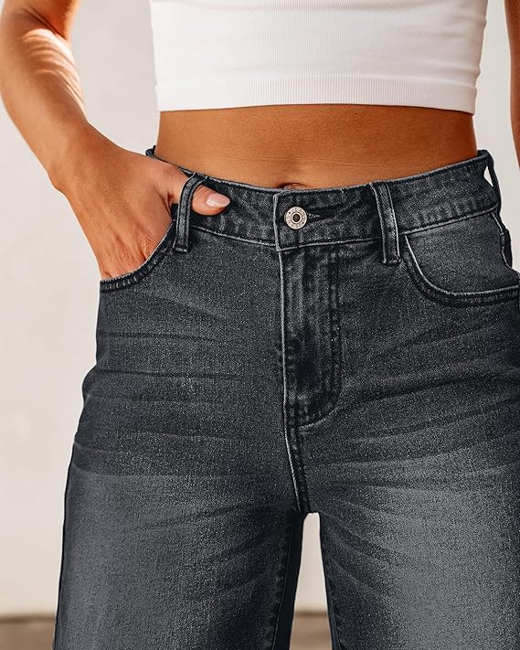 Bermuda Jean Shorts for Women High Waisted Washed Black