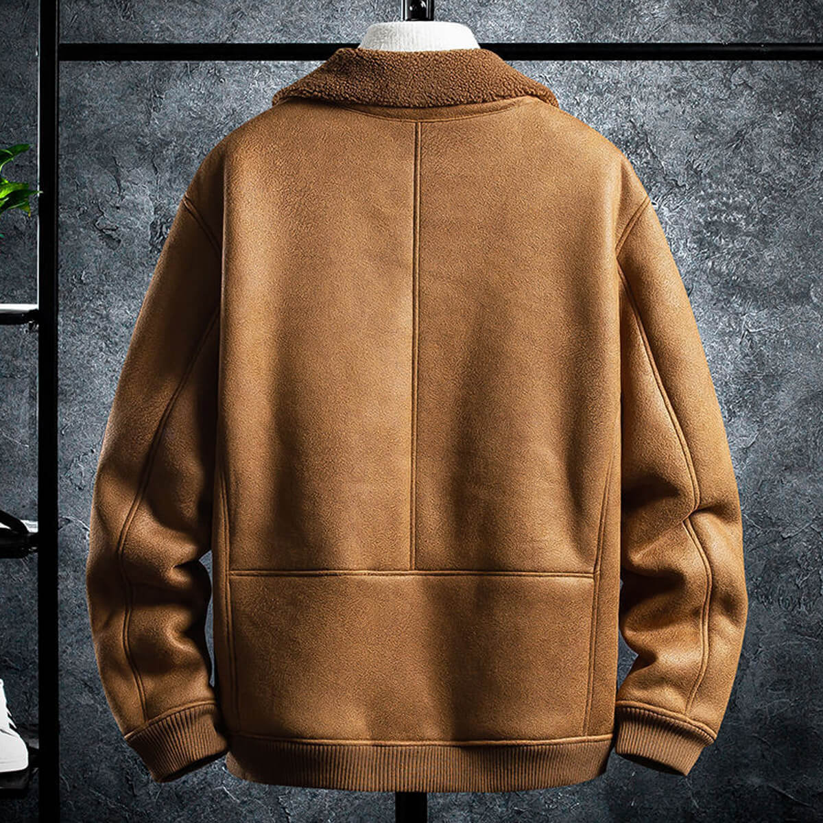 Men’s Distressed Brown Sheepskin Bomber Aviator Jacket
