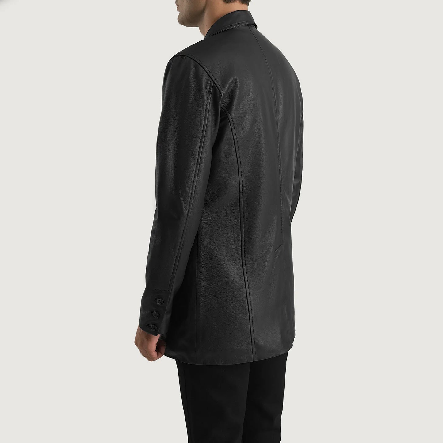 Men's Black Genuine Leather Blazer