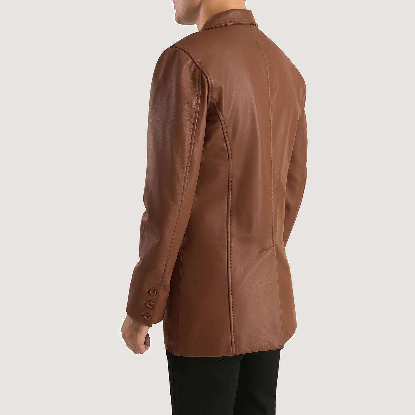 Men's Brown Genuine Leather Blazer