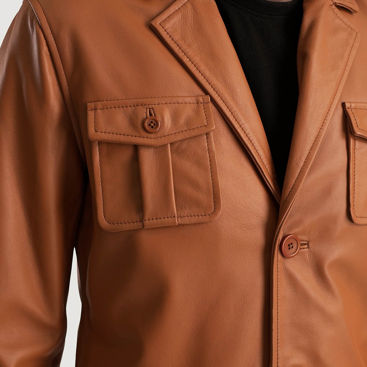 Men's Tan Brown Genuine Leather Blazer