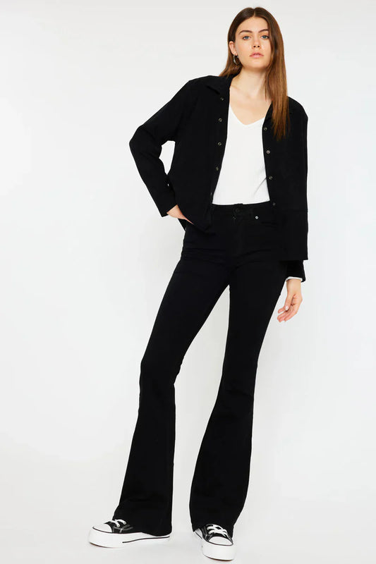 Black Mid Rise Flare Jeans (Petite)