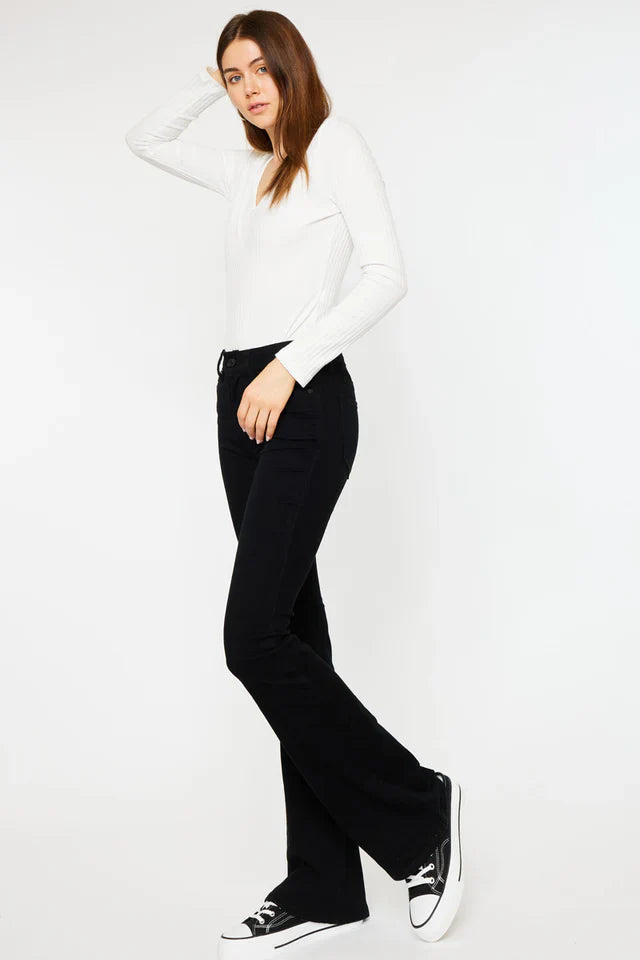 Black Mid Rise Flare Jeans (Petite)