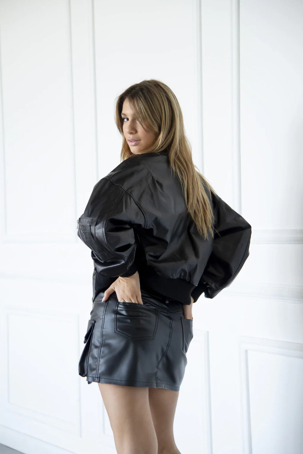 Ace Black Women Bomber Leather Jacket