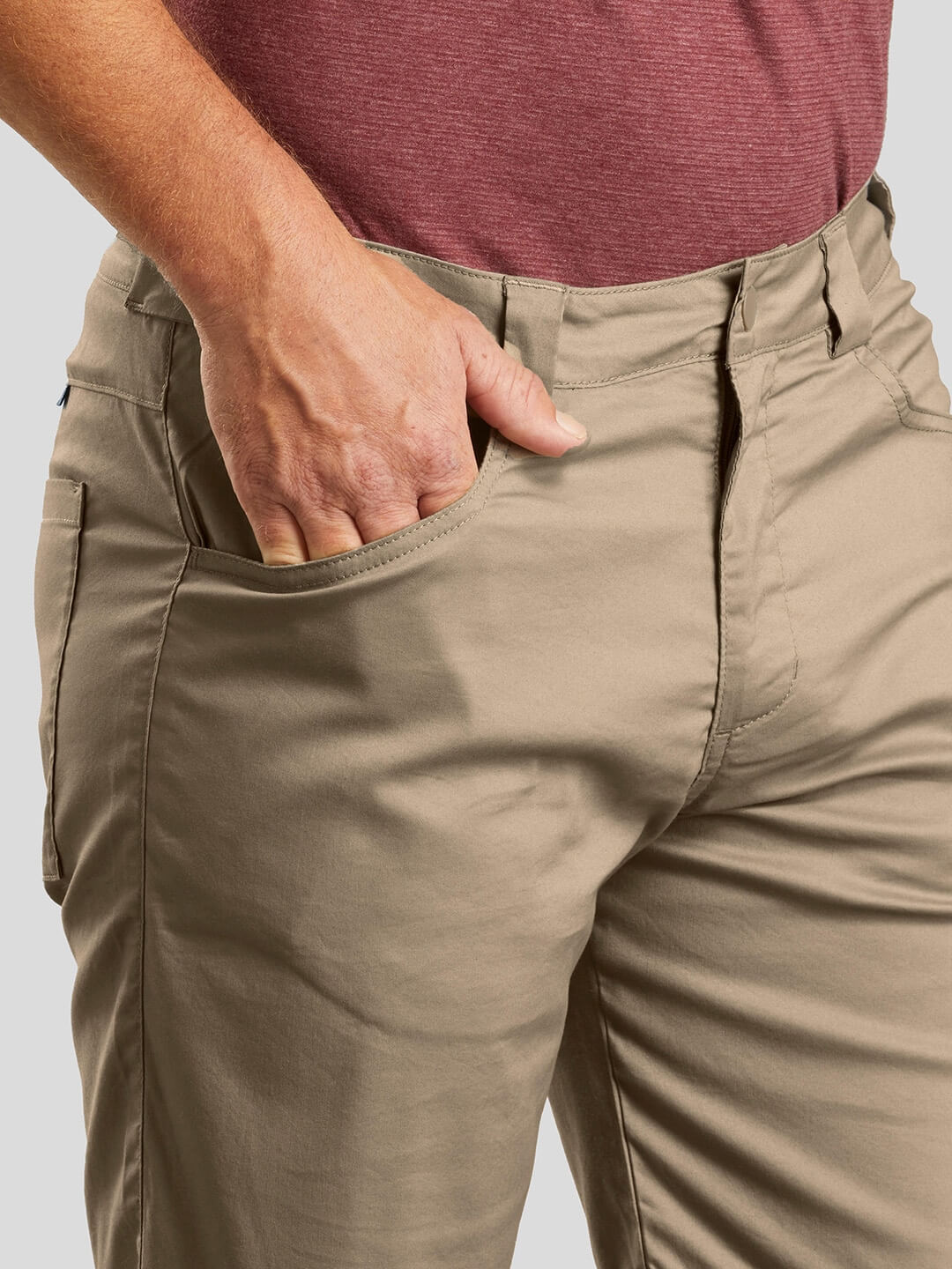Men Khaki Solid Regular Fit Hiking Shorts - Back View - AceCart