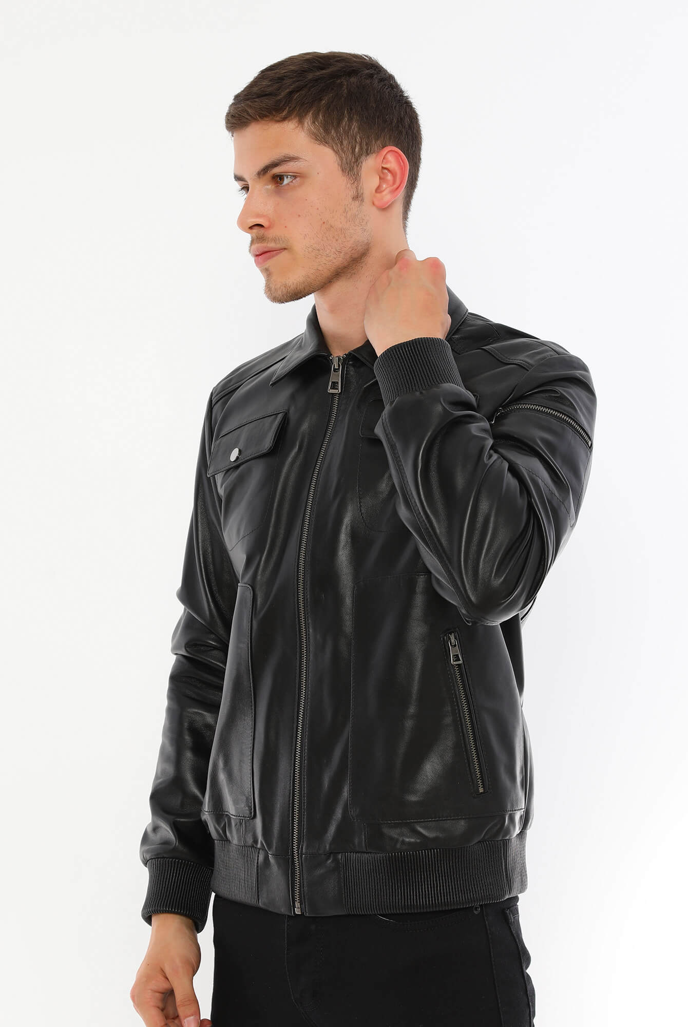 Thomas Black Leather Jacket For Men's
