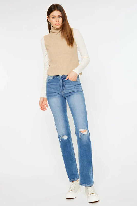 Salt High Rise Slim Straight Leg Jeans - Front View