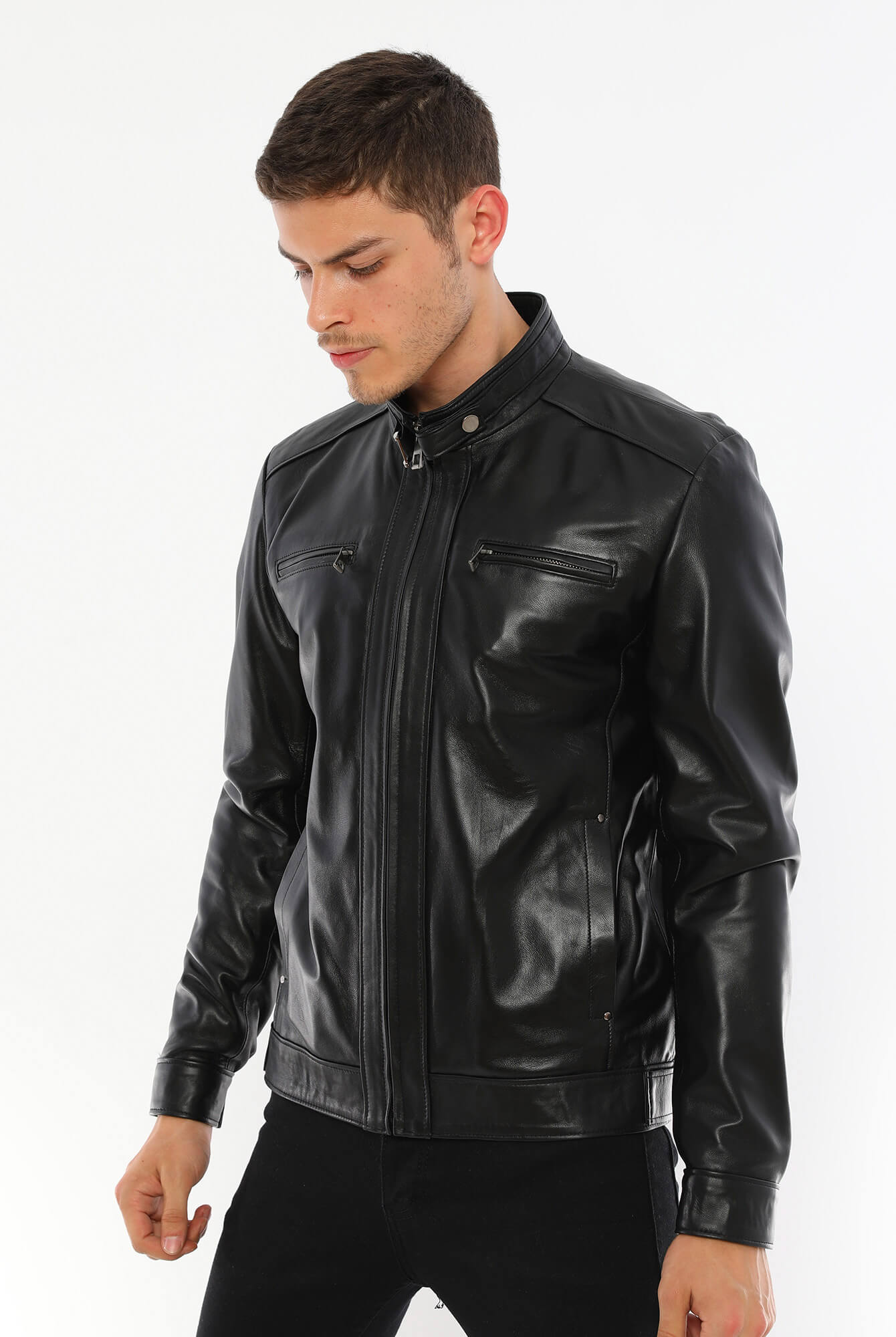 Tom Black Biker Leather Jacket For Men's