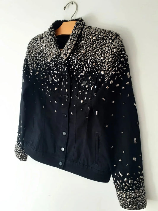 Starry Night Crystals Women Denim Jacket