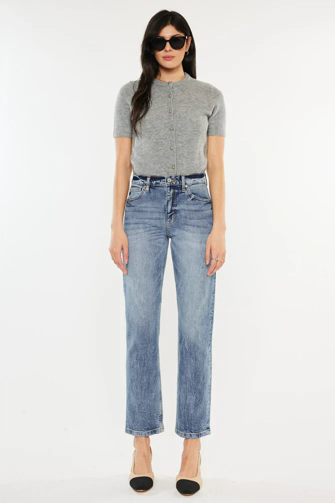 Trendy High Rise Slim Straight Leg Jeans