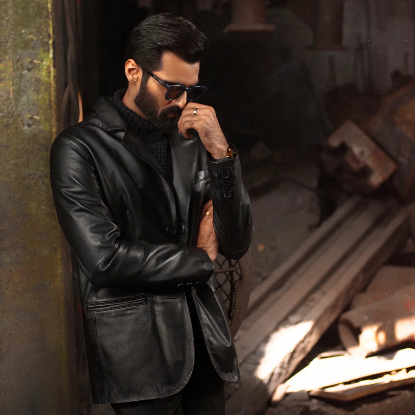 Traditional Genuine Leather Coat For Men's