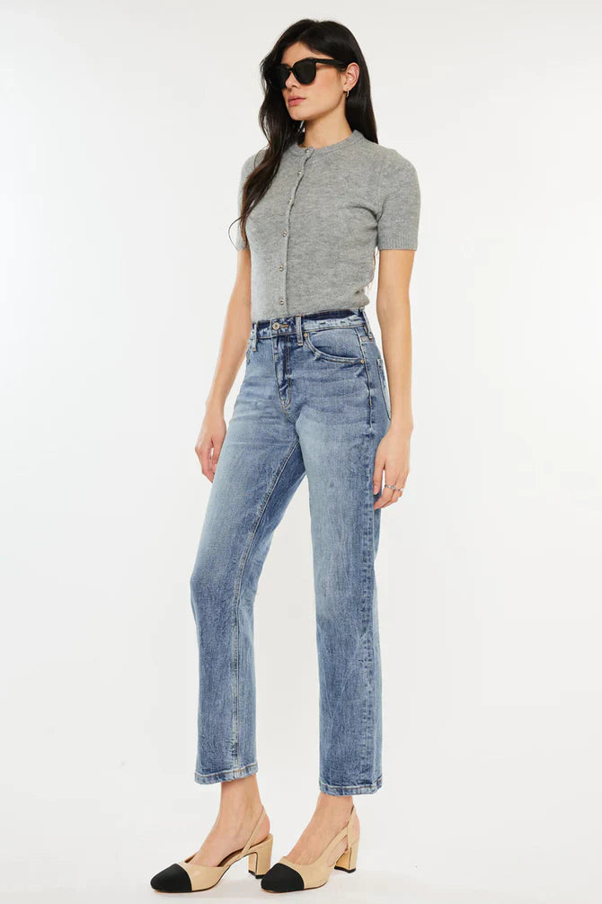 Trendy High Rise Slim Straight Leg Jeans