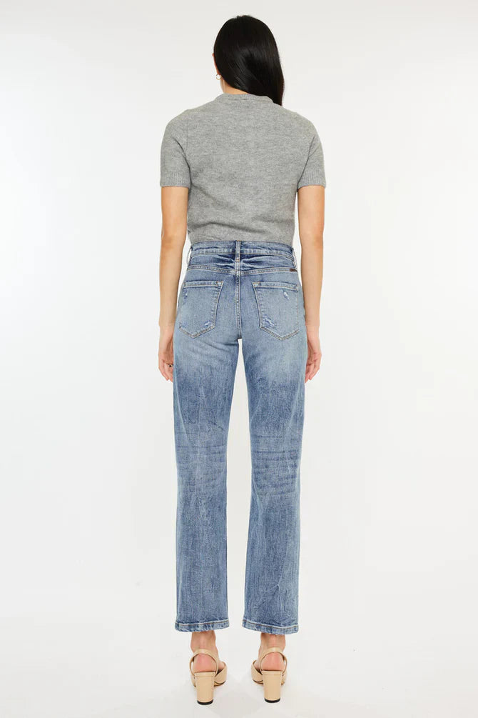 Trendy High Rise Slim Straight Leg Jeans