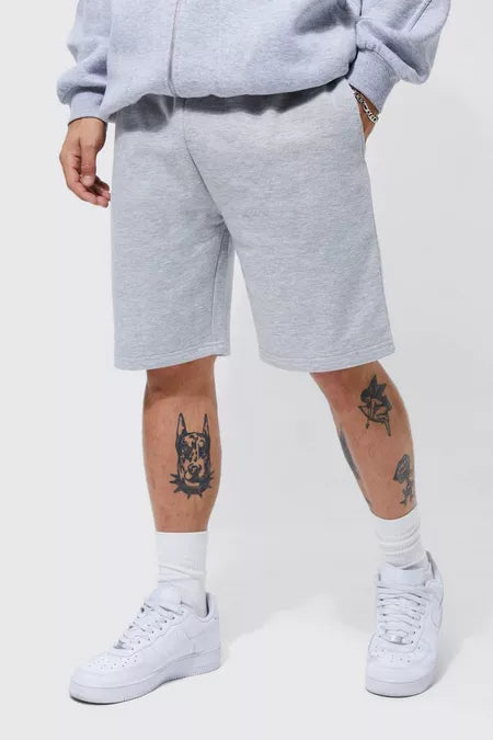 LOOSE FIT GRAY JERSEY SHORT - Front View